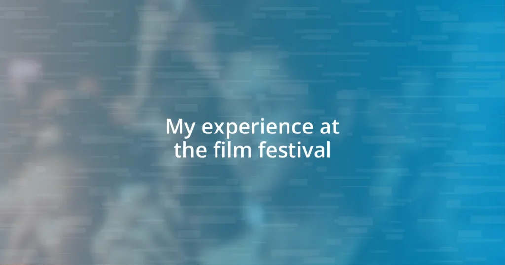 My experience at the film festival
